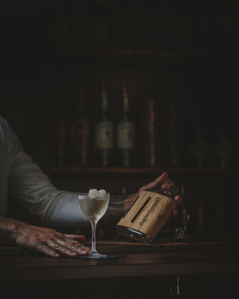 ultimate gibson cocktail with smoked and salted gin