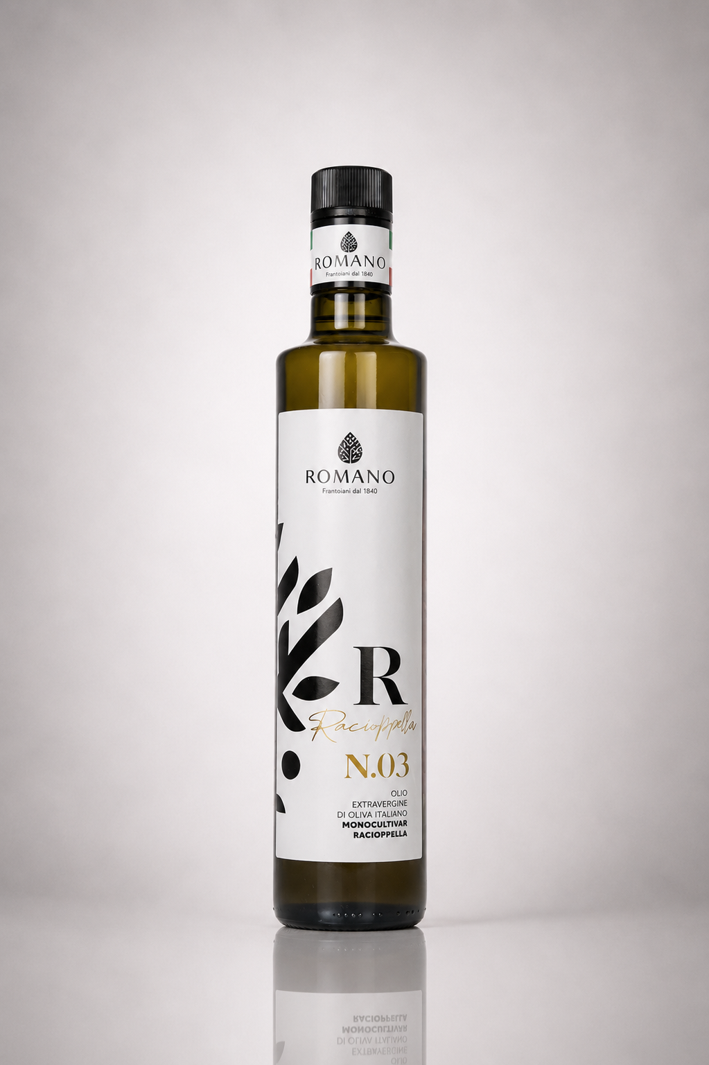 Frantoio Romano's third premium line Racioppella single-variety extra virgin olive oil 